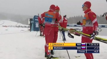 Российская сборная выиграла мужскую эстафету на этапе Кубка мира по лыжным гонкам